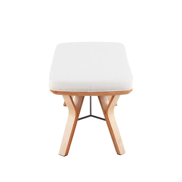 LumiSource Folia Bench in Natural Wood/Cream Fabric