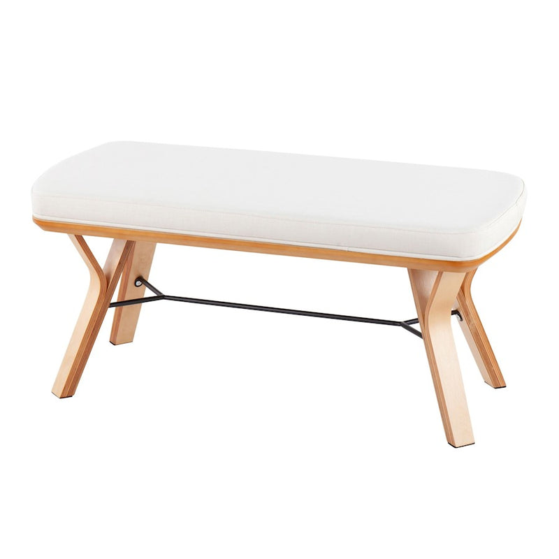 LumiSource Folia Bench in Natural Wood/Cream Fabric