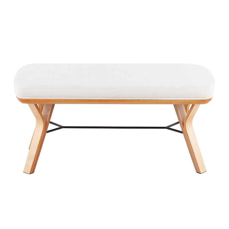 LumiSource Folia Bench in Natural Wood/Cream Fabric