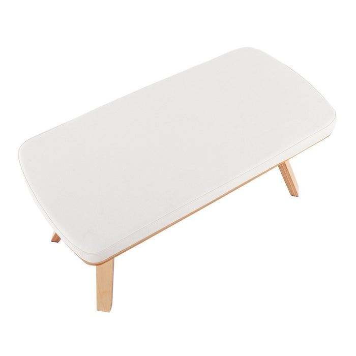 LumiSource Folia Bench in Natural Wood/Cream Fabric