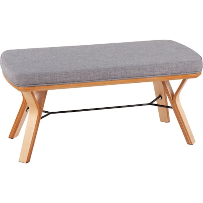 LumiSource Folia Bench in Natural Wood/Light Grey Fabric - BC-FOLIANALGY