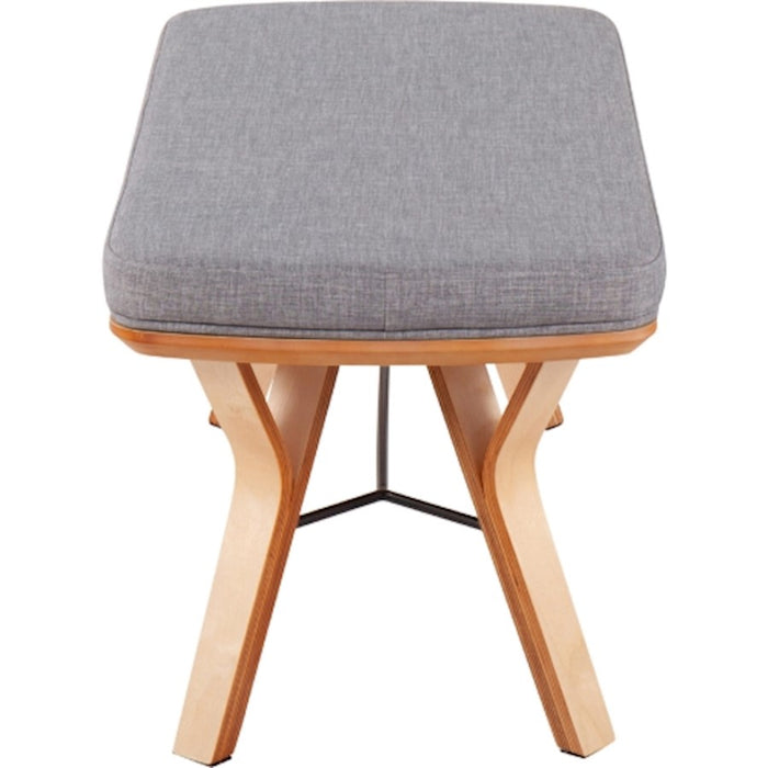 LumiSource Folia Bench in Natural Wood/Light Grey Fabric