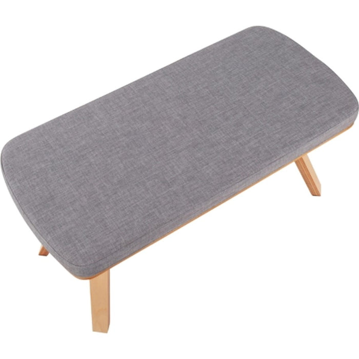 LumiSource Folia Bench in Natural Wood/Light Grey Fabric