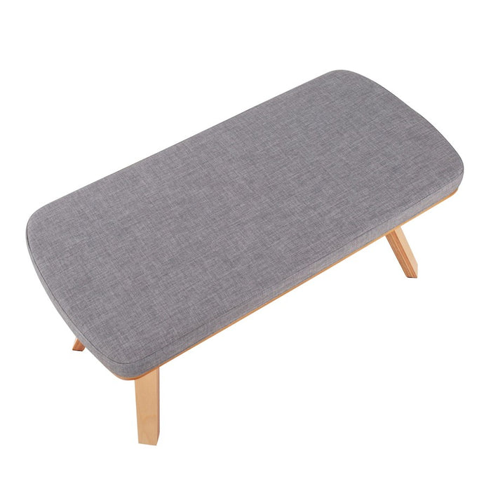 LumiSource Folia Bench in Natural Wood/Light Grey Fabric