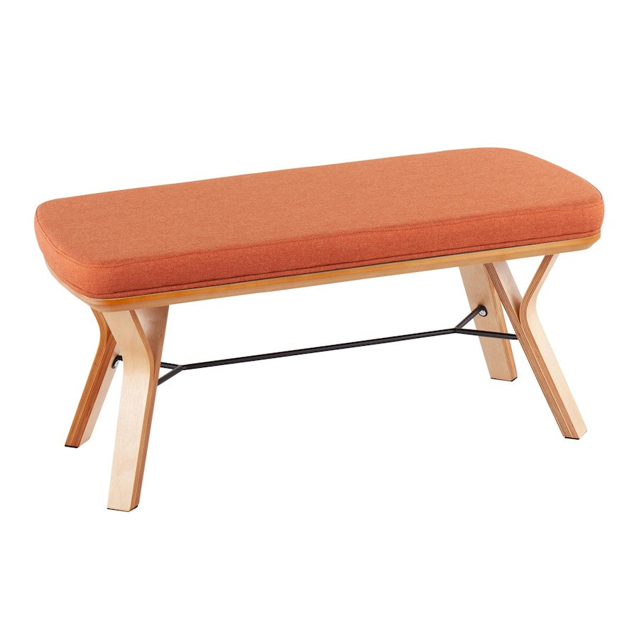 LumiSource Folia Bench in Natural Wood/Orange Fabric - BC-FOLIANAO