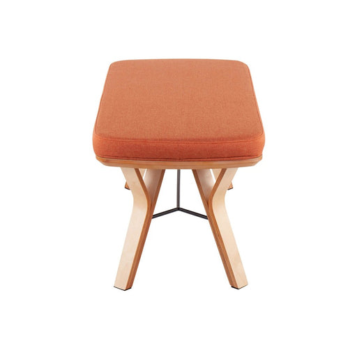 LumiSource Folia Bench in Natural Wood/Orange Fabric