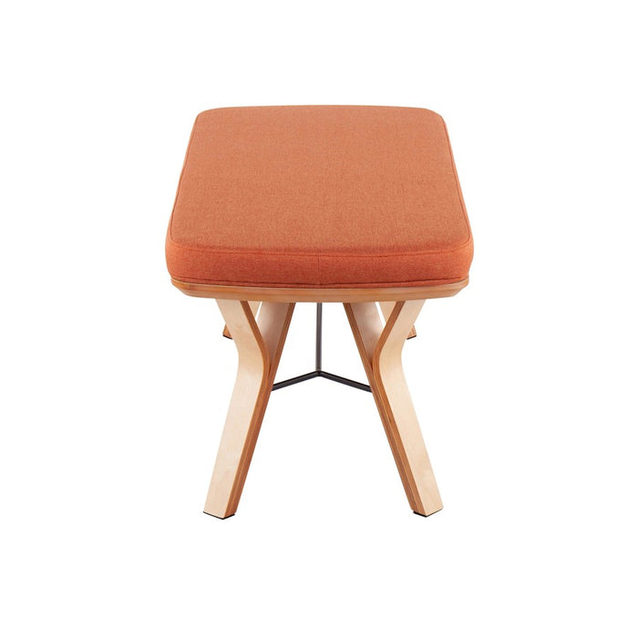 LumiSource Folia Bench in Natural Wood/Orange Fabric