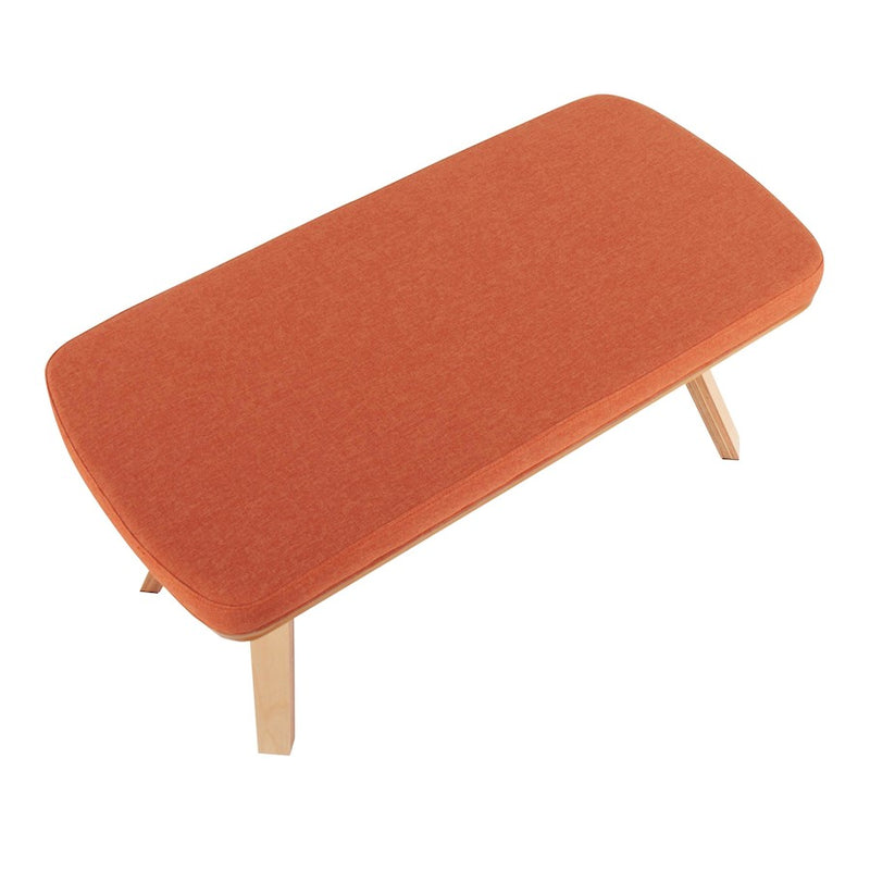 LumiSource Folia Bench in Natural Wood/Orange Fabric