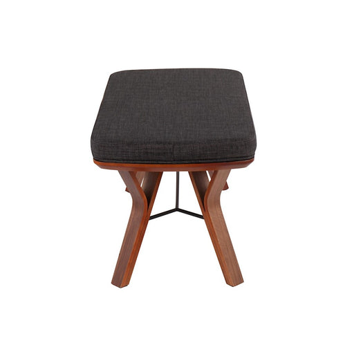 LumiSource Folia Bench in Walnut Wood/Charcoal Fabric