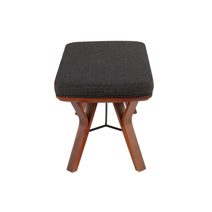 LumiSource Folia Bench in Walnut Wood/Charcoal Fabric