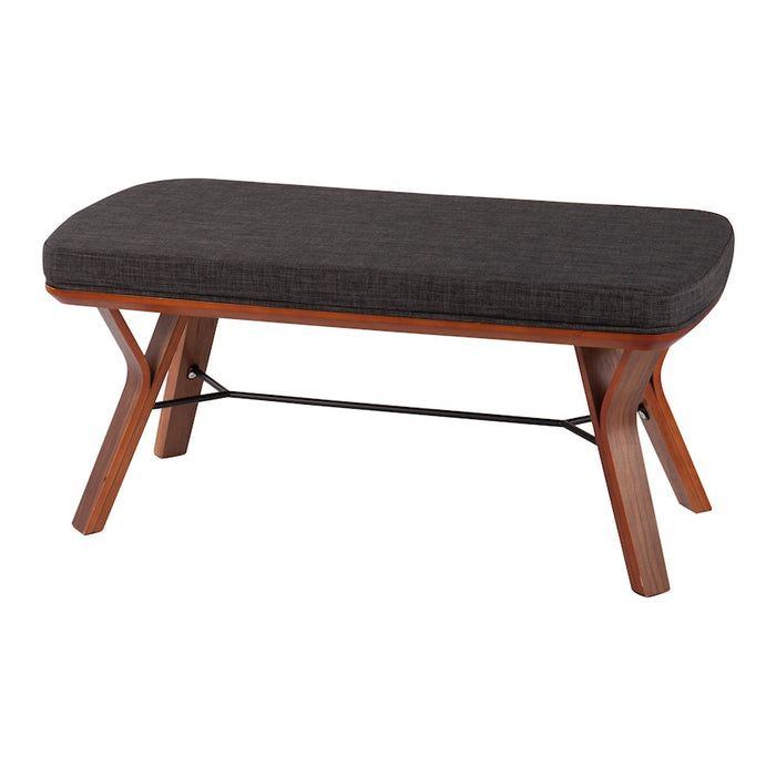 LumiSource Folia Bench in Walnut Wood/Charcoal Fabric