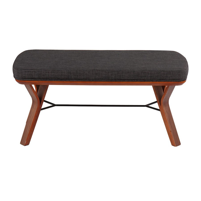 LumiSource Folia Bench in Walnut Wood/Charcoal Fabric