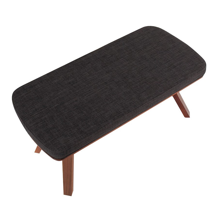 LumiSource Folia Bench in Walnut Wood/Charcoal Fabric