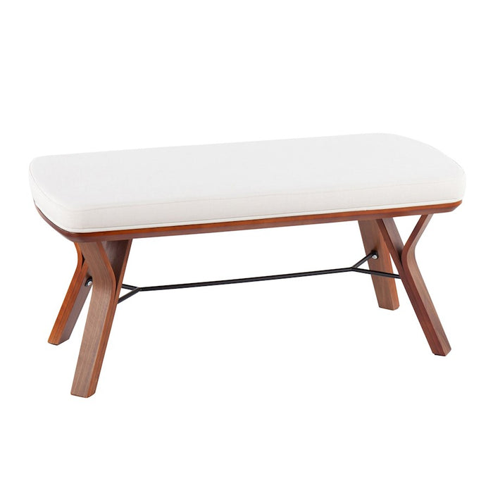 LumiSource Folia Bench in Walnut Wood/Cream Fabric - BC-FOLIAWLCR