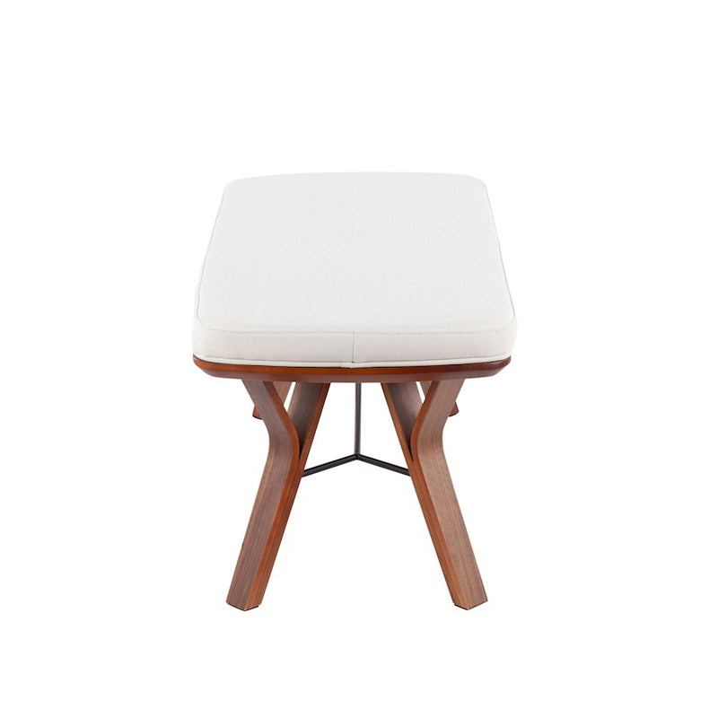 LumiSource Folia Bench in Walnut Wood/Cream Fabric