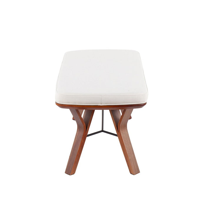 LumiSource Folia Bench in Walnut Wood/Cream Fabric