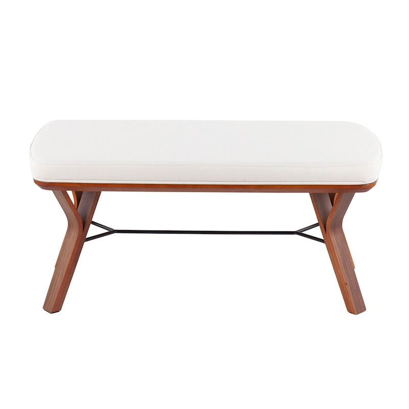 LumiSource Folia Bench in Walnut Wood/Cream Fabric