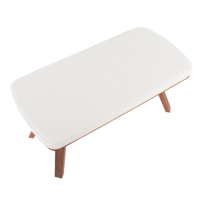 LumiSource Folia Bench in Walnut Wood/Cream Fabric