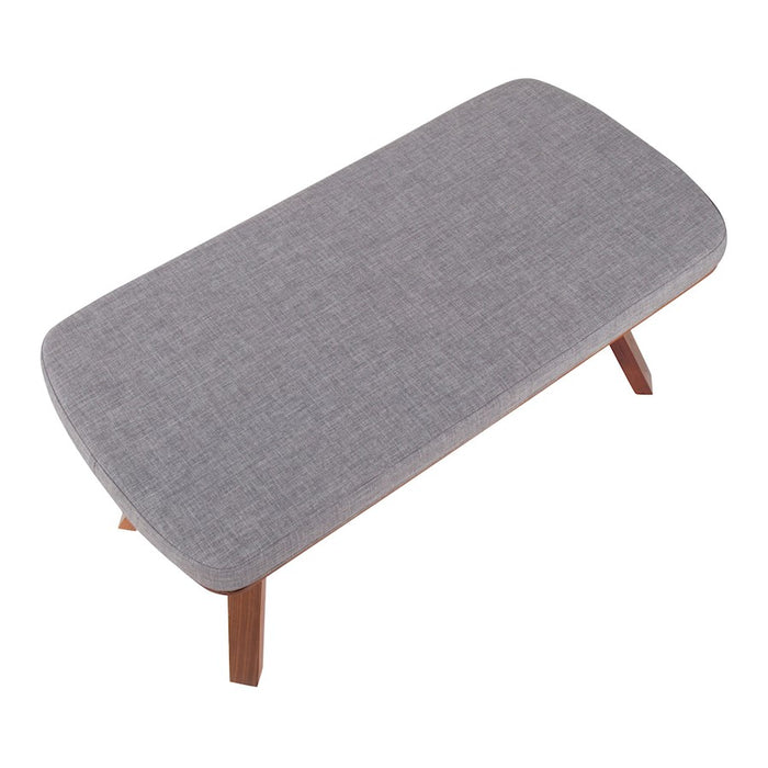 LumiSource Folia Bench in Walnut Wood/Light Grey Fabric