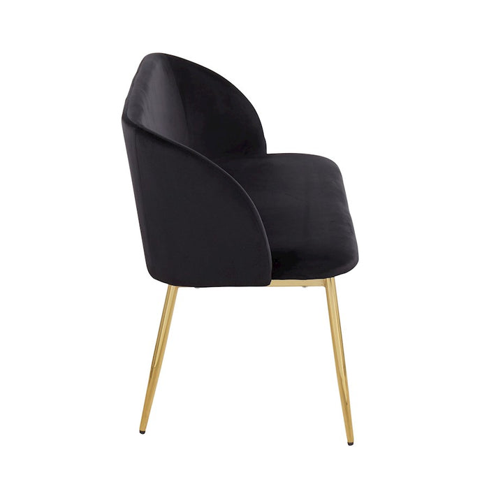 LumiSource Fran Bench in Gold Steel/Black Velvet