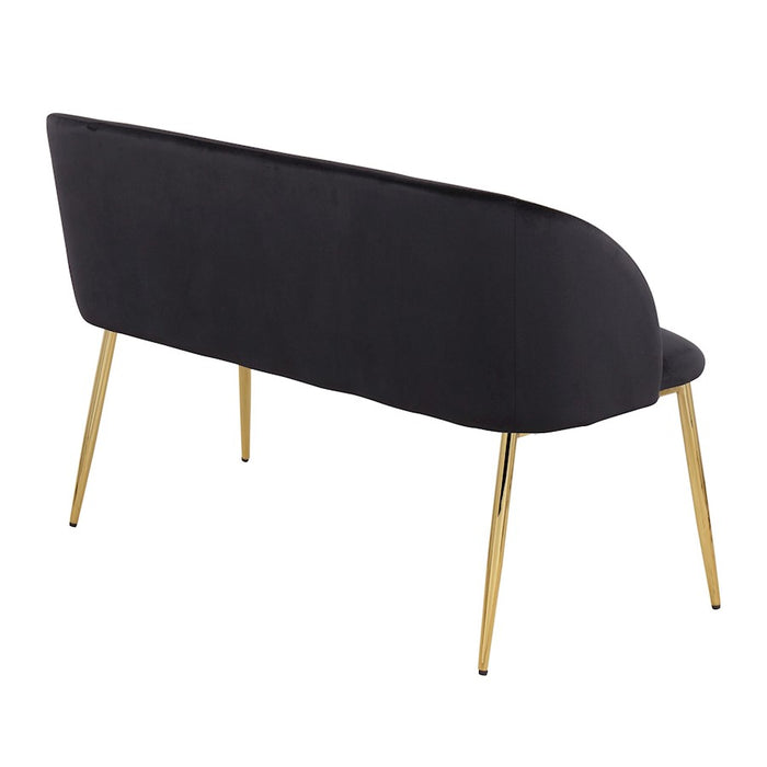 LumiSource Fran Bench in Gold Steel/Black Velvet