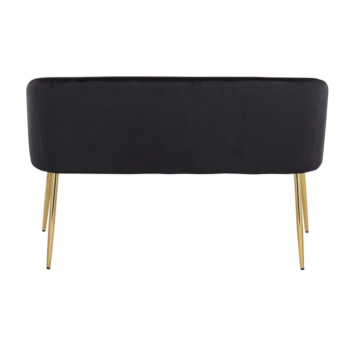 LumiSource Fran Bench in Gold Steel/Black Velvet