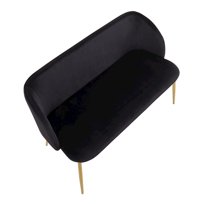 LumiSource Fran Bench in Gold Steel/Black Velvet