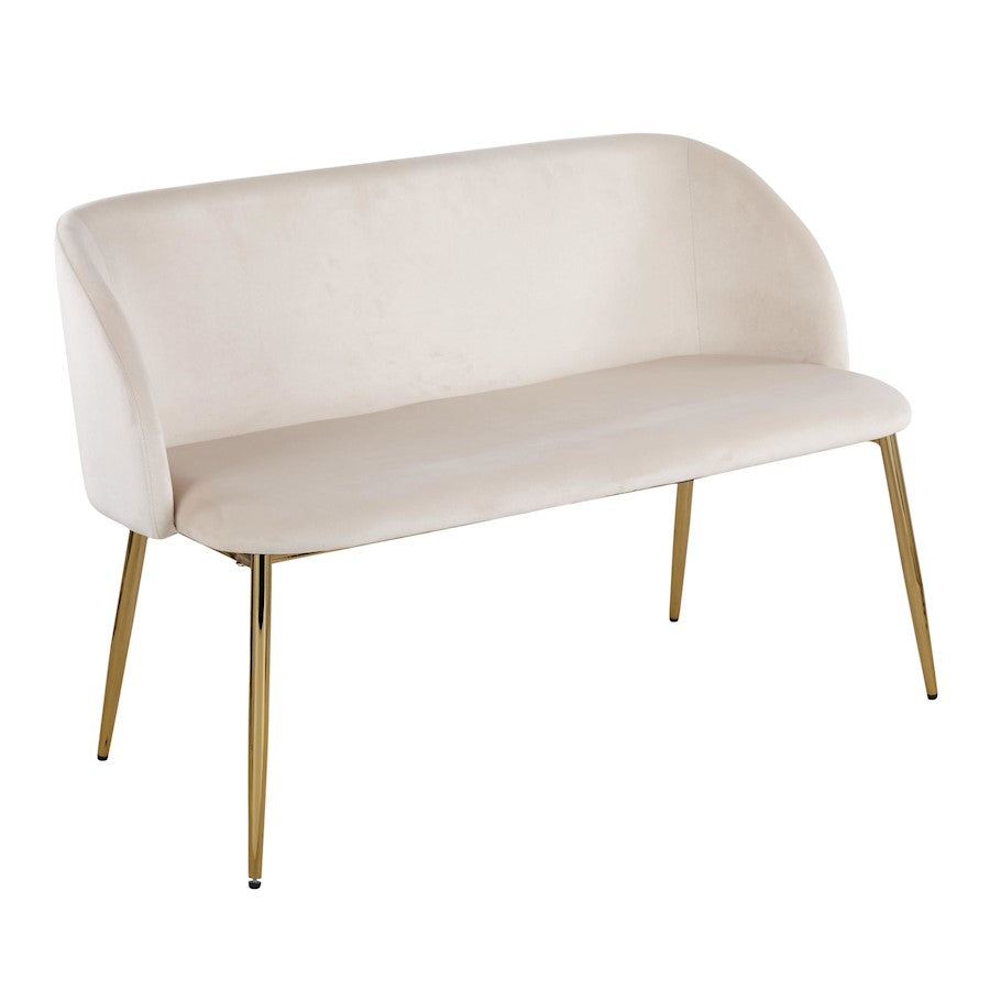 LumiSource Fran Bench in Gold Steel/Cream Velvet - BC-FRANAUVCR