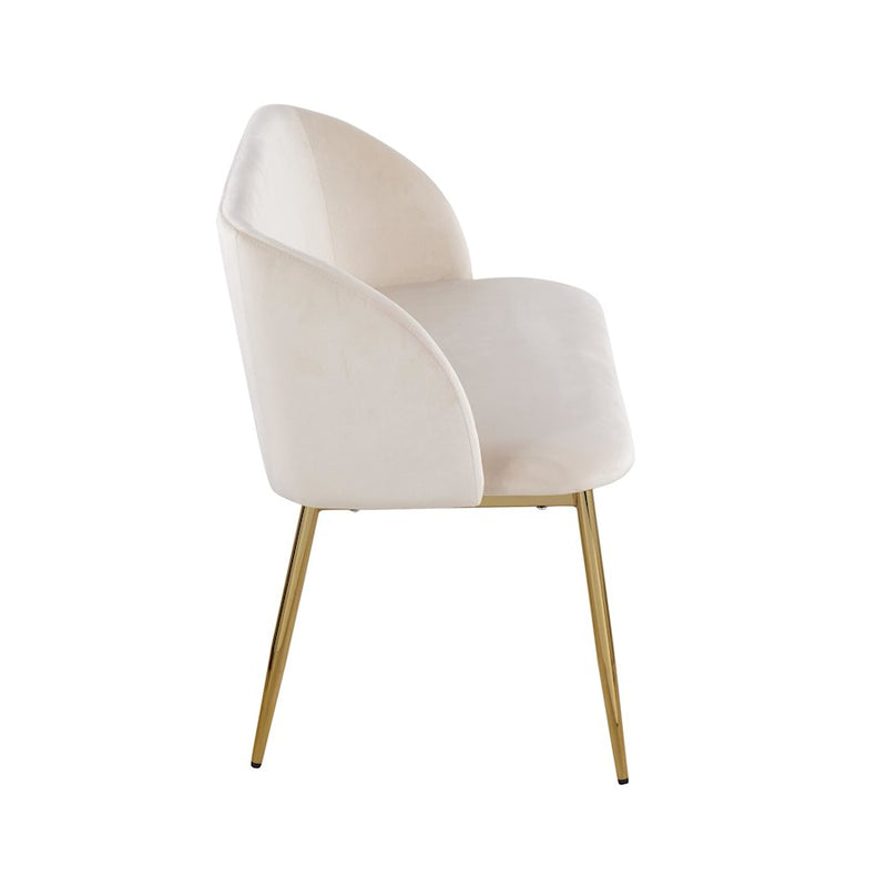 LumiSource Fran Bench in Gold Steel/Cream Velvet