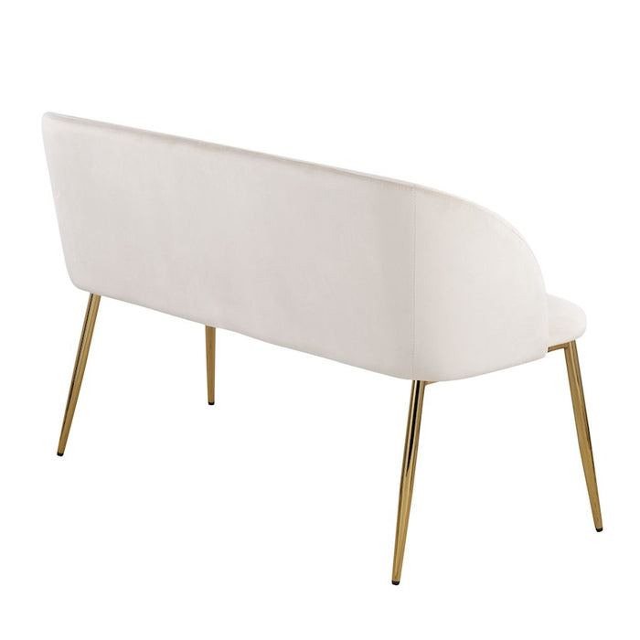 LumiSource Fran Bench in Gold Steel/Cream Velvet