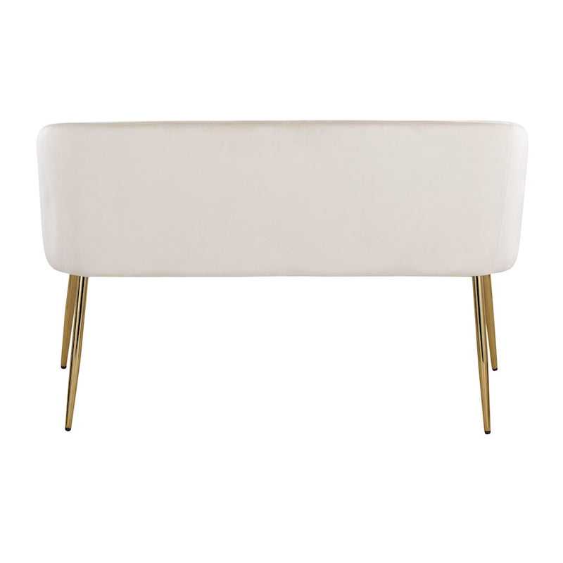 LumiSource Fran Bench in Gold Steel/Cream Velvet