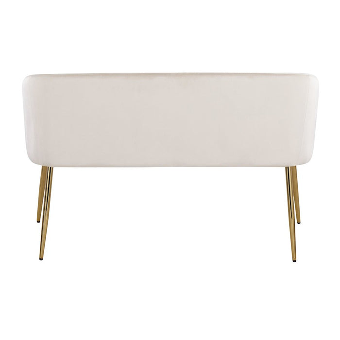 LumiSource Fran Bench in Gold Steel/Cream Velvet