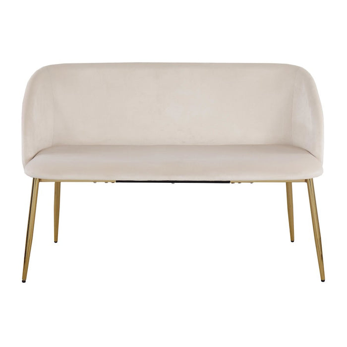 LumiSource Fran Bench in Gold Steel/Cream Velvet