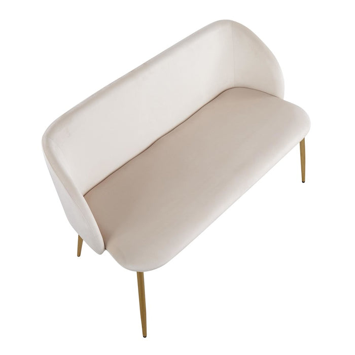 LumiSource Fran Bench in Gold Steel/Cream Velvet