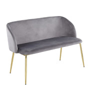 LumiSource Fran Bench in Gold Steel/Grey Velvet - BC-FRANAUVGY