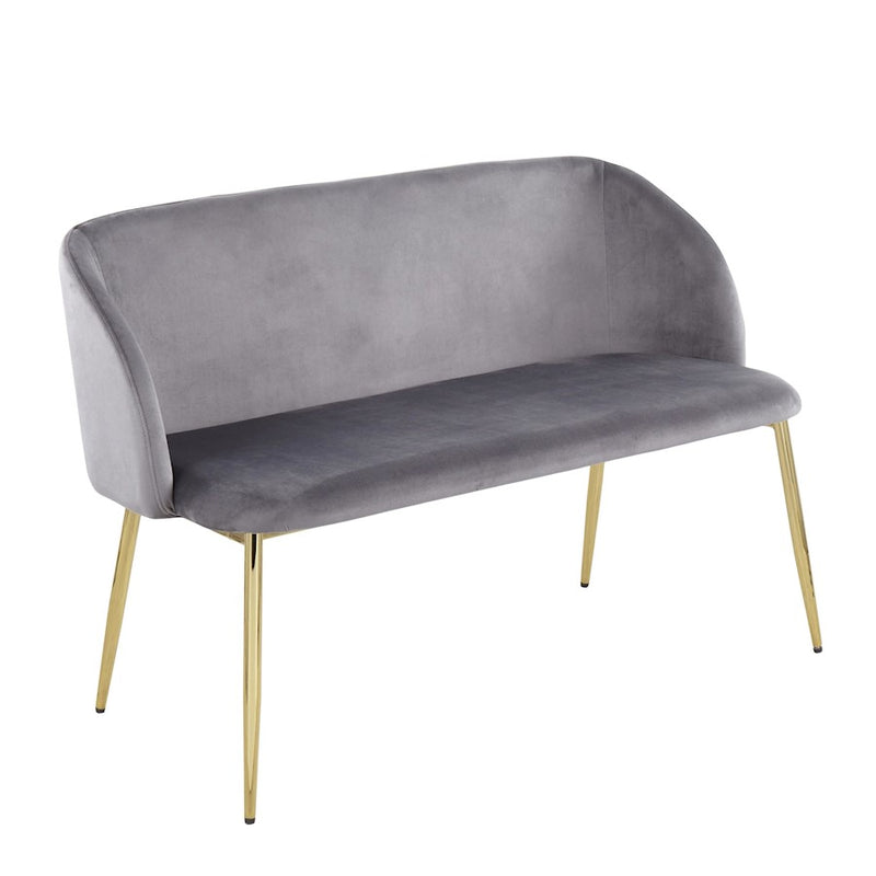 LumiSource Fran Bench in Gold Steel/Grey Velvet - BC-FRANAUVGY