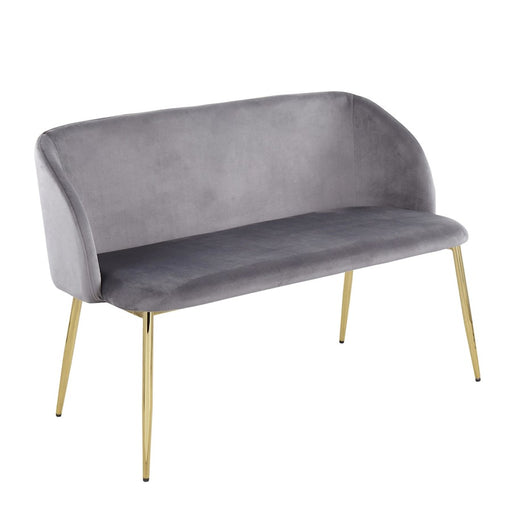 LumiSource Fran Bench in Gold Steel/Grey Velvet - BC-FRANAUVGY