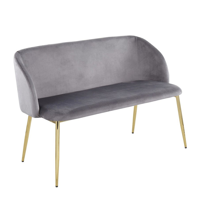 LumiSource Fran Bench in Gold Steel/Grey Velvet - BC-FRANAUVGY