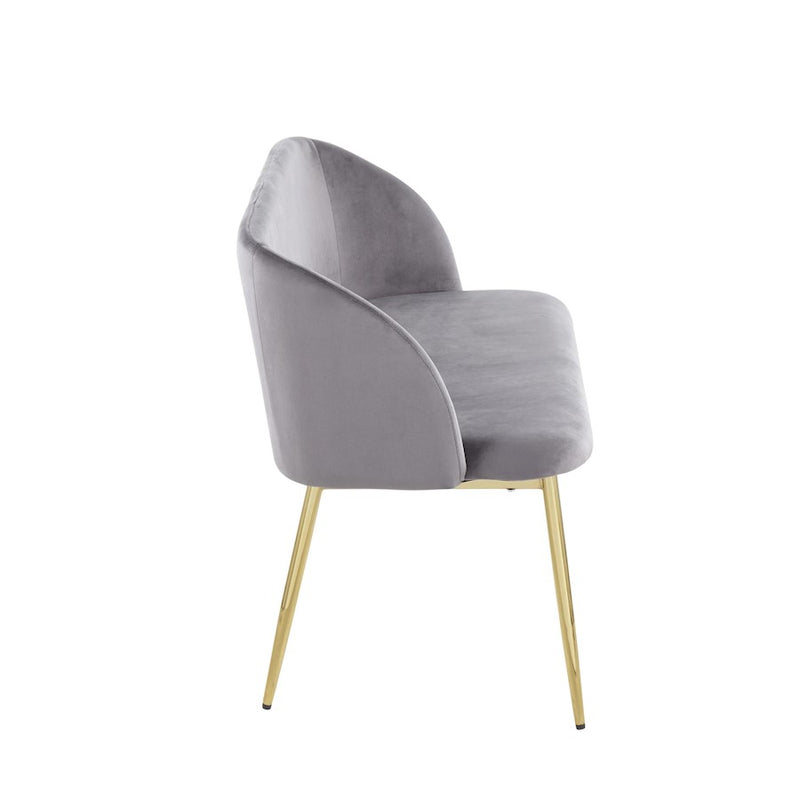 LumiSource Fran Bench in Gold Steel/Grey Velvet