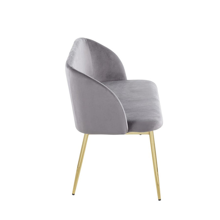 LumiSource Fran Bench in Gold Steel/Grey Velvet