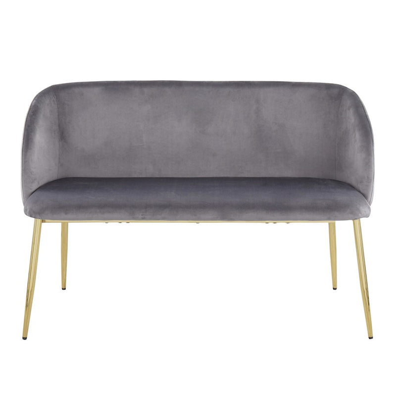 LumiSource Fran Bench in Gold Steel/Grey Velvet