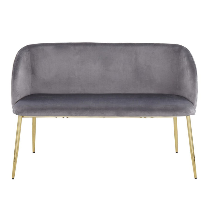 LumiSource Fran Bench in Gold Steel/Grey Velvet