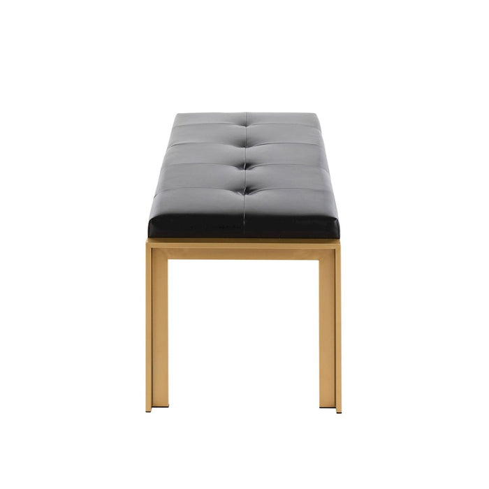 LumiSource Fuji Bench in Gold Metal/Black PU