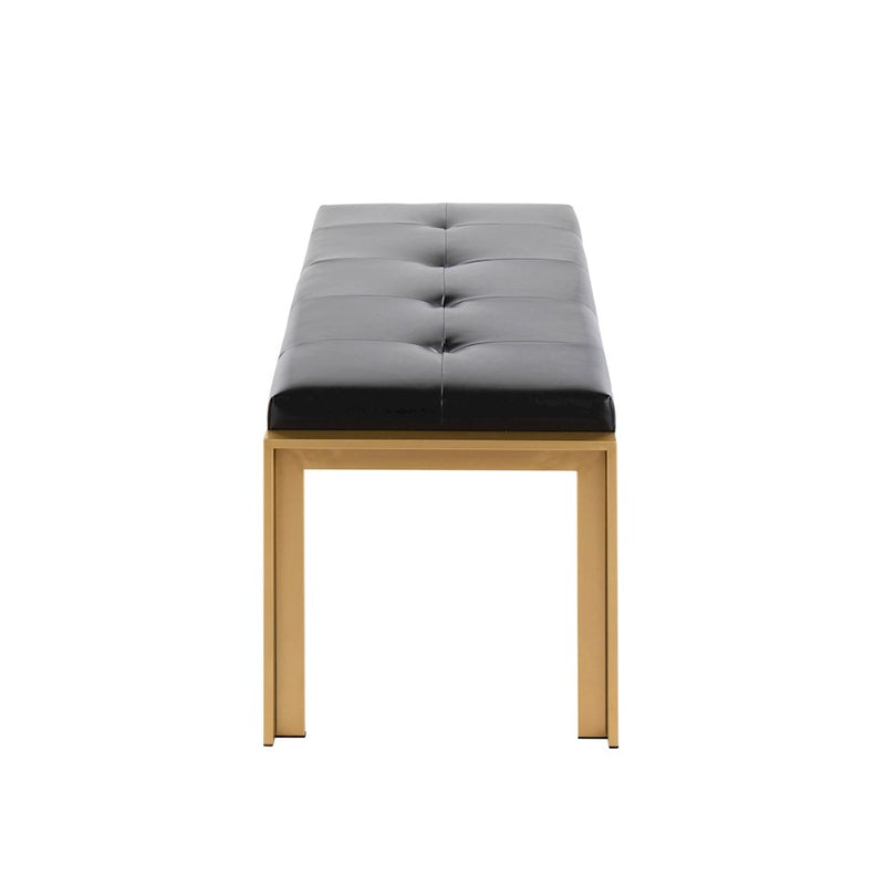 LumiSource Fuji Bench 46in Wide | Contemporary Gold Metal and Black PU | Entryway & Bedroom Seating | 46 x 18 x 18 in | Model BC-FUJIAUBK
