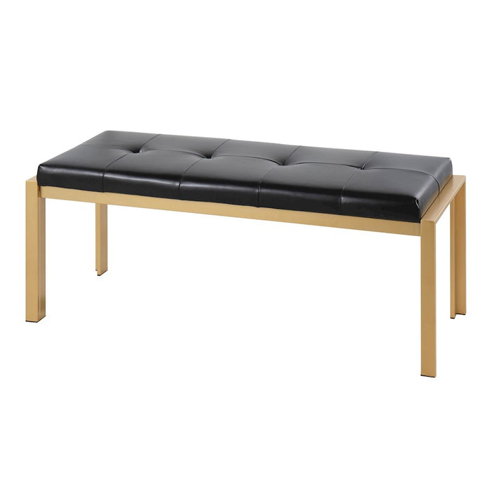 LumiSource Fuji Bench in Gold Metal/Black PU