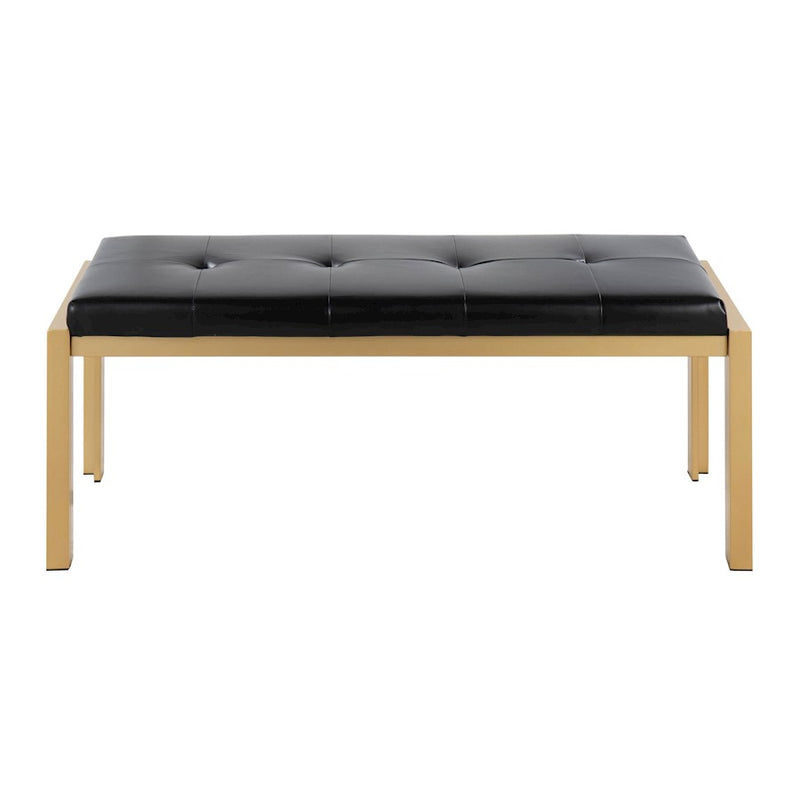 LumiSource Fuji Bench in Gold Metal/Black PU