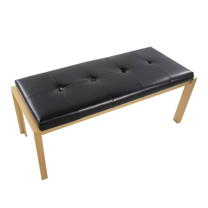 LumiSource Fuji Bench in Gold Metal/Black PU