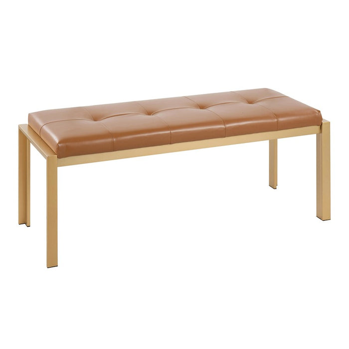 LumiSource Fuji Bench in Gold Metal/Camel PU - BC-FUJIAUCAM