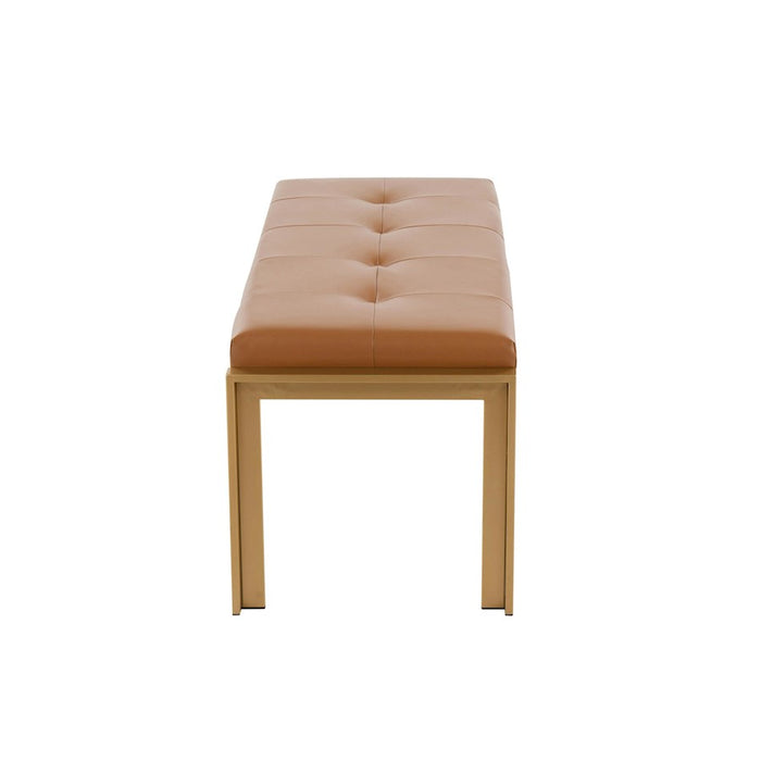 LumiSource Fuji Bench in Gold Metal/Camel PU