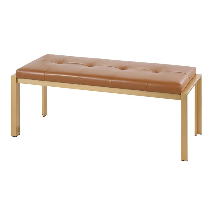 LumiSource Fuji Bench in Gold Metal/Camel PU